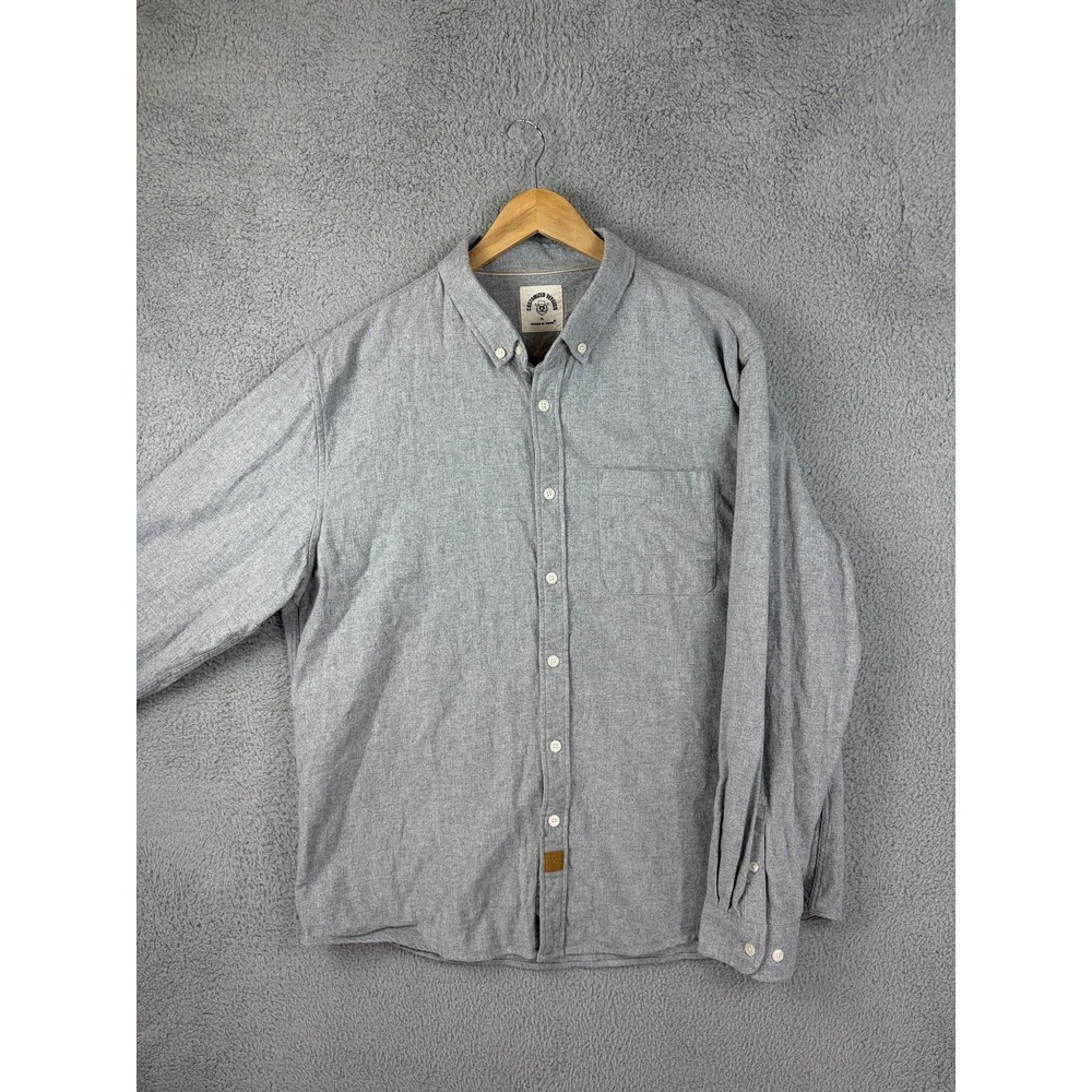 Customized Version Shirt Mens XL Gray 100% Cotton Long Sleeve Button Down Casual